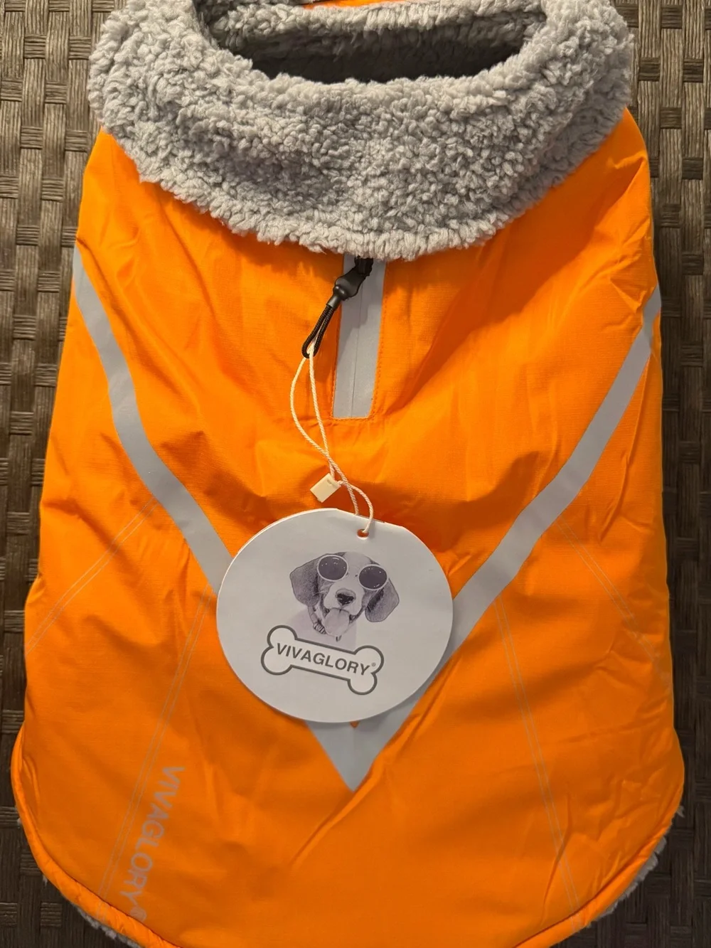 Orange Reflective Fleece-Lined Dog Jacket